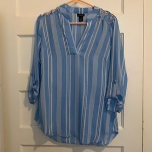 Rue21 blue and white stripe blouse